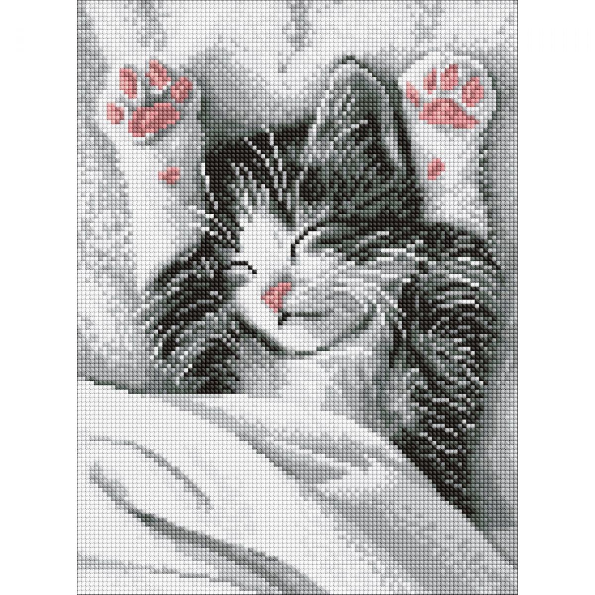 Алмазна мозаїка "Муркотливий ранок" 30х40см  фото 1