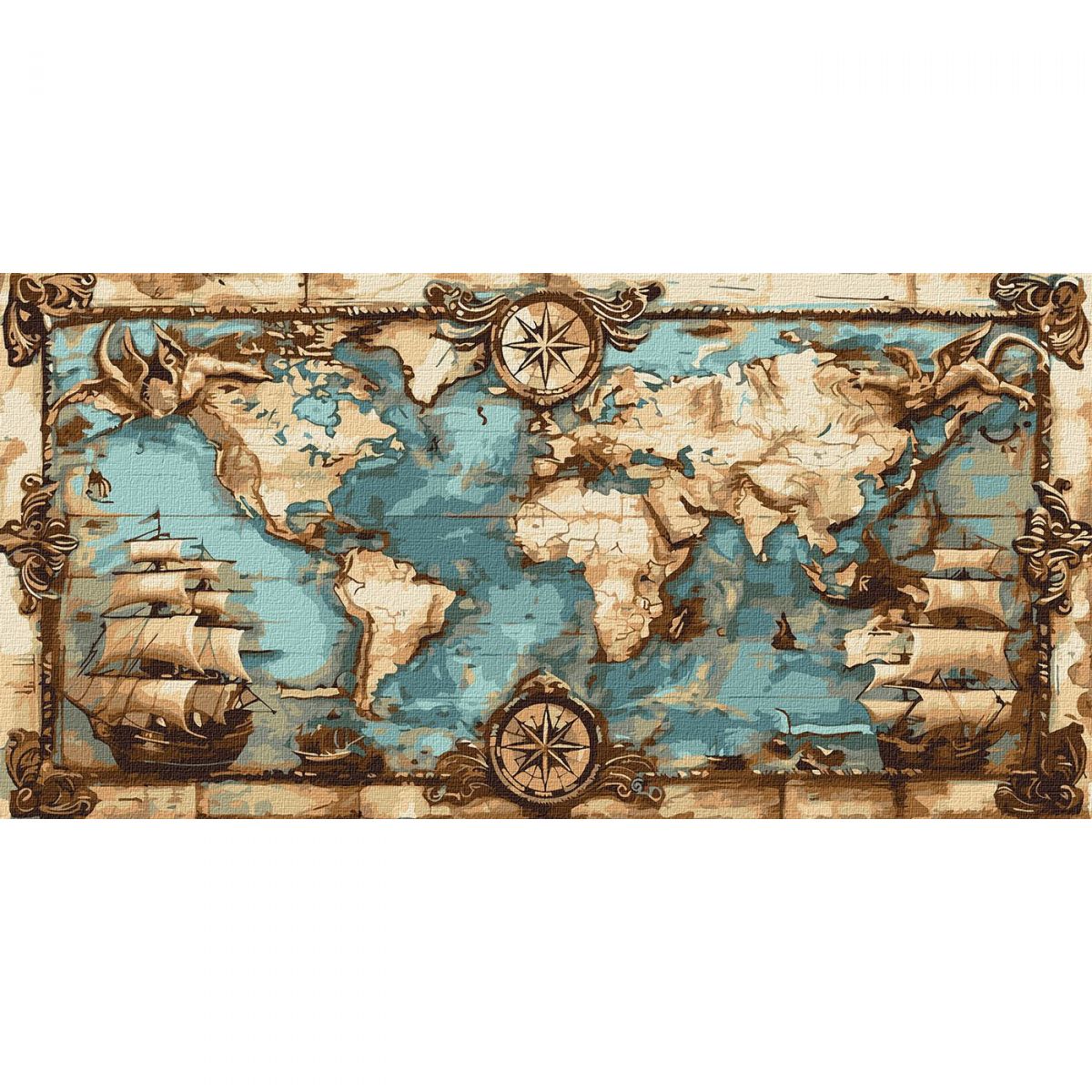 Картина по номерах "Вінтажна мапа" 40х80 см  фото 1