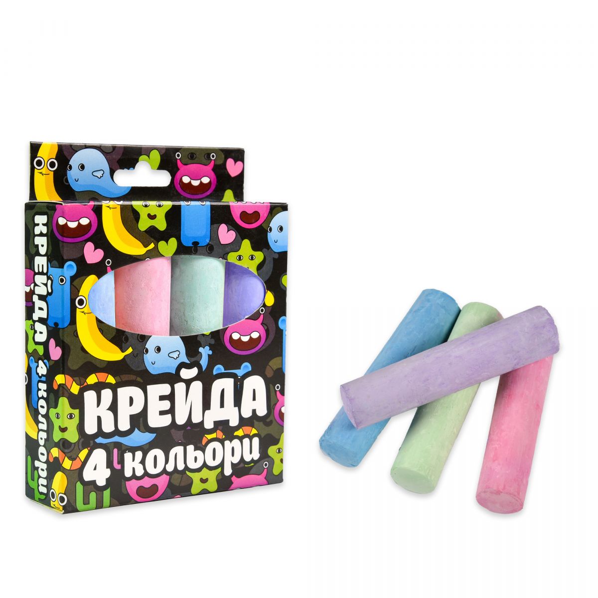 Крейда Велика кругла - 4 штуки, різнокольорова  фото 1