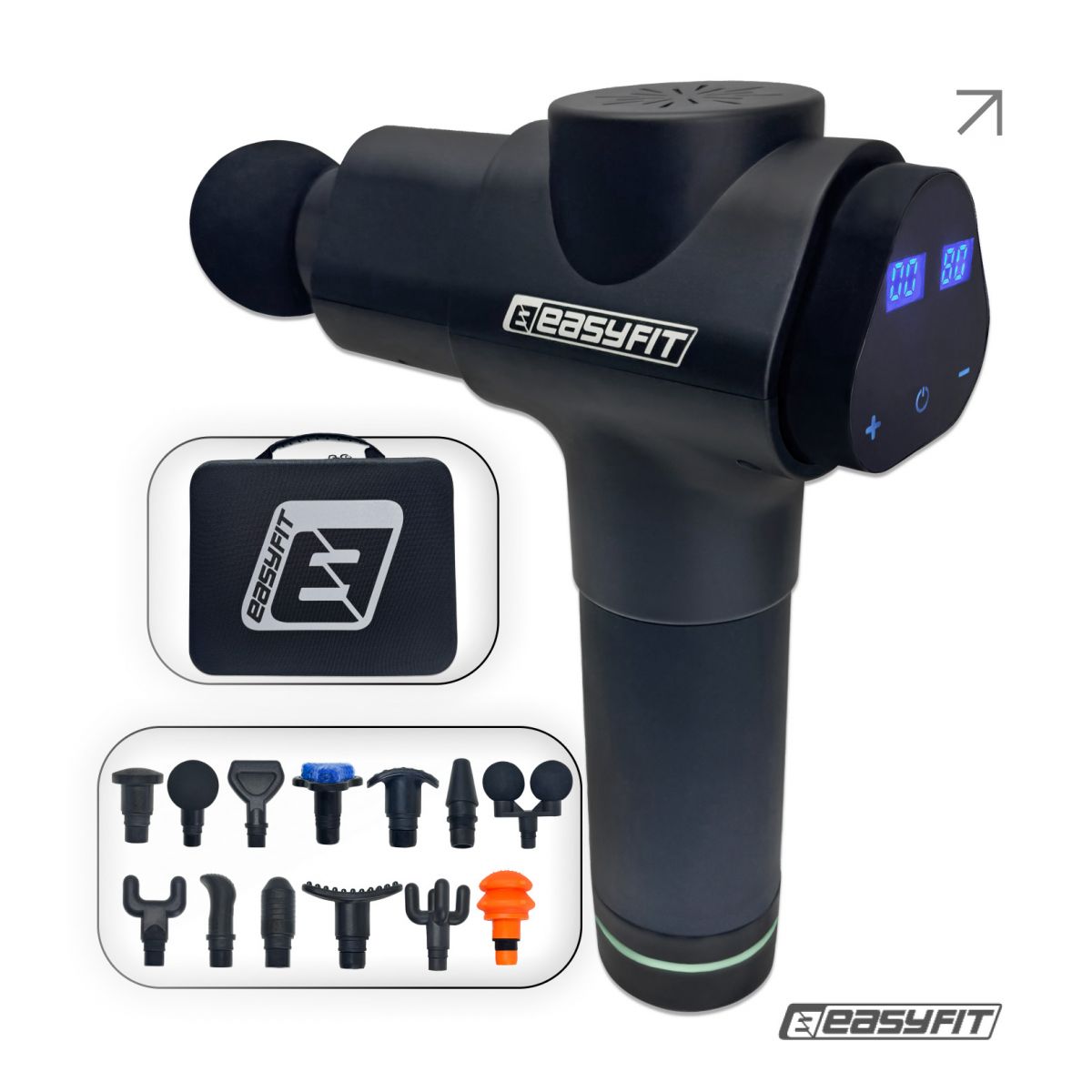 Перкуссионный вибромассажер Easyfit UltraGun 13 насадок  фото 1
