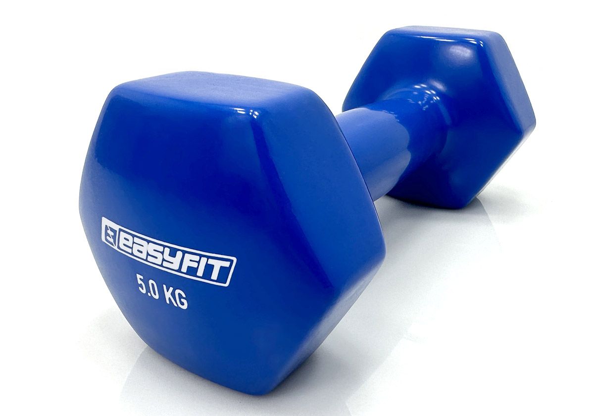 Гантель для фитнеса 5. 0 кг EasyFit с виниловым покрытием синяя  фото 1