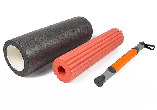 Массажный ролик EasyFit TIO 3 в 1 Черный-оранжевый  фото 1