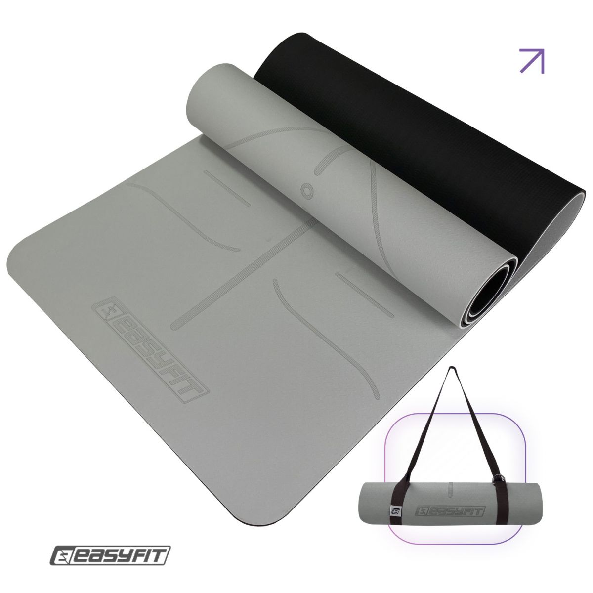 Килимок для йоги та фітнесу EasyFit Polarity stone з ремнем  фото 1