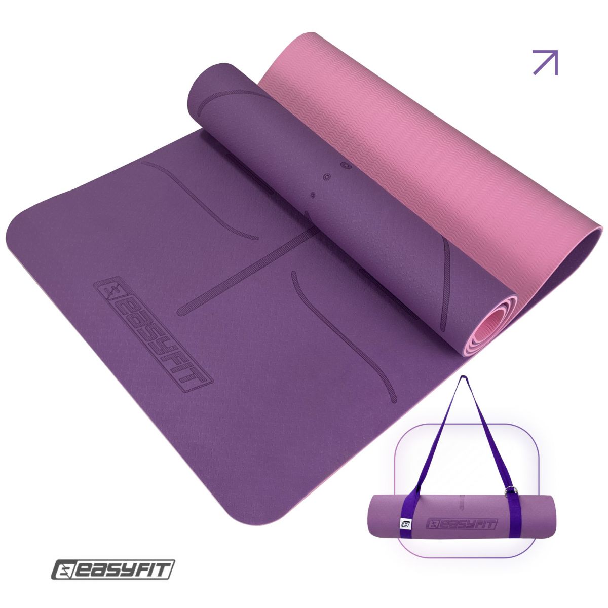 Коврик для йоги и фитнеса EasyFit Polarity рadma с ремнем  фото 1