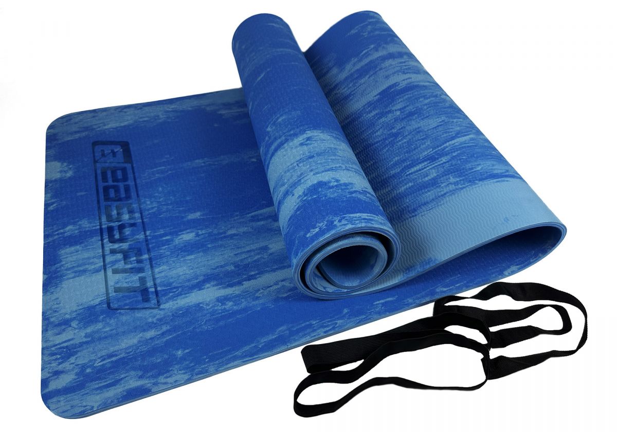 Коврик для йоги и фитнеса EasyFit s-EVA Mat 8 мм Синий  фото 1