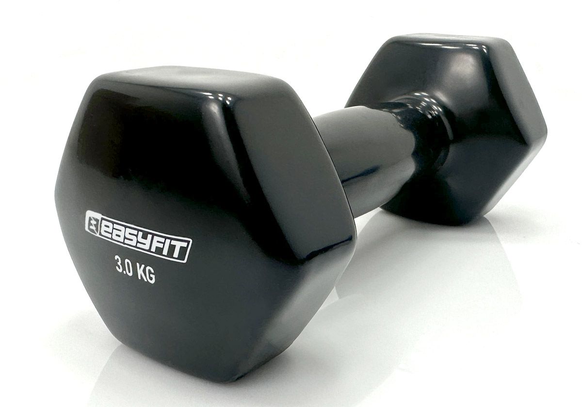 Гантель для фитнеса 3. 0 кг EasyFit с виниловым покрытием черная  фото 1