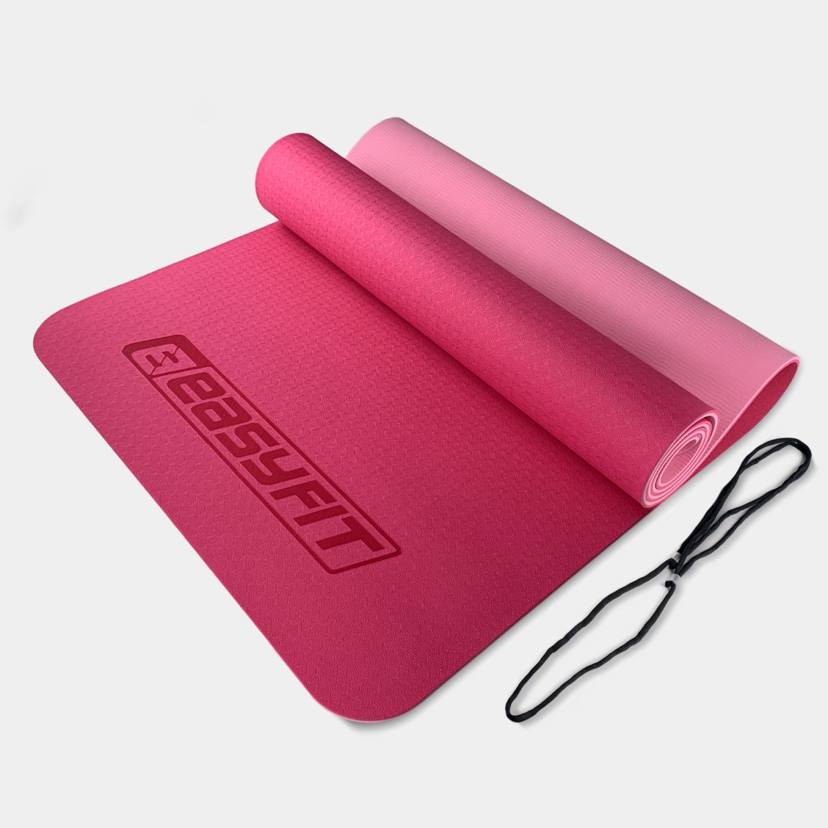 Коврик для йоги и фитнеса EasyFit TPE+TC 6 мм двухслойный розовый-св. розовый  фото 1