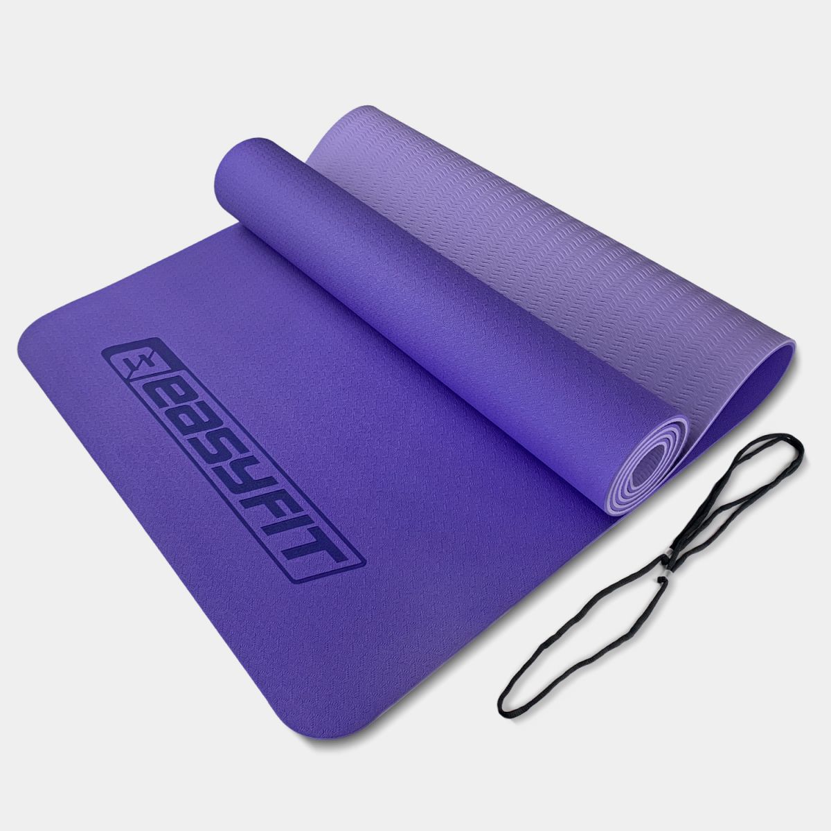 Килимок для йоги та фітнесу EasyFit TPE+TC 6мм двошаровий бузковий-св. бузковий  фото 1
