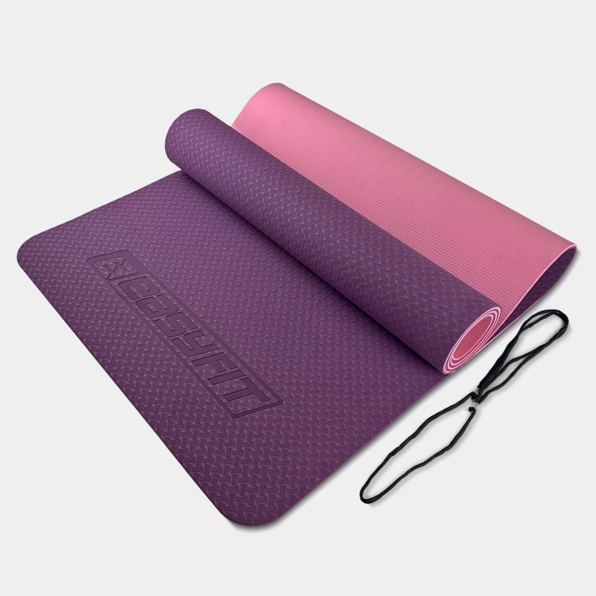 Килимок для йоги та фітнесу EasyFit TPE+TC 6мм двошаровий фіолетовий-рожевий  фото 1