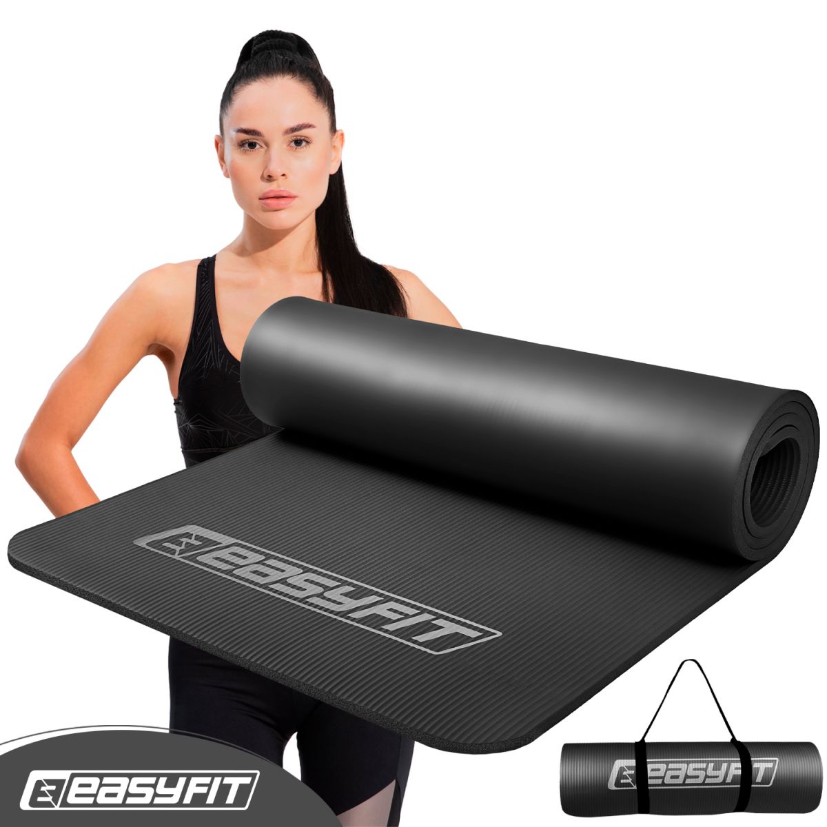 Коврик для фитнеса и йоги EasyFit NBR 10 мм Черный  фото 1