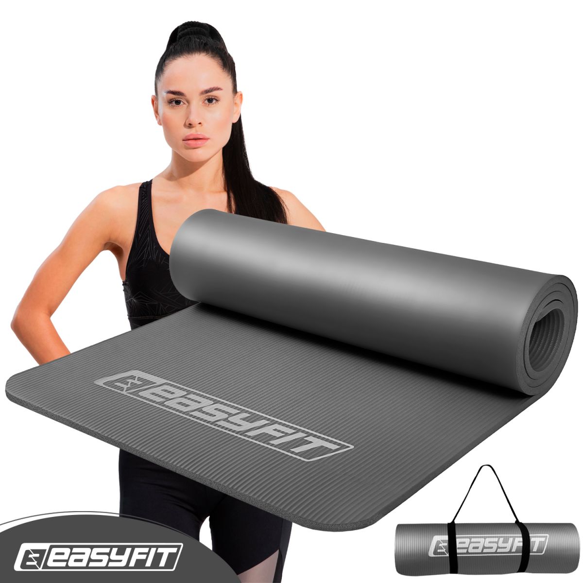Килимок для фітнесу та йоги EasyFit NBR 10 мм Сірий  фото 1