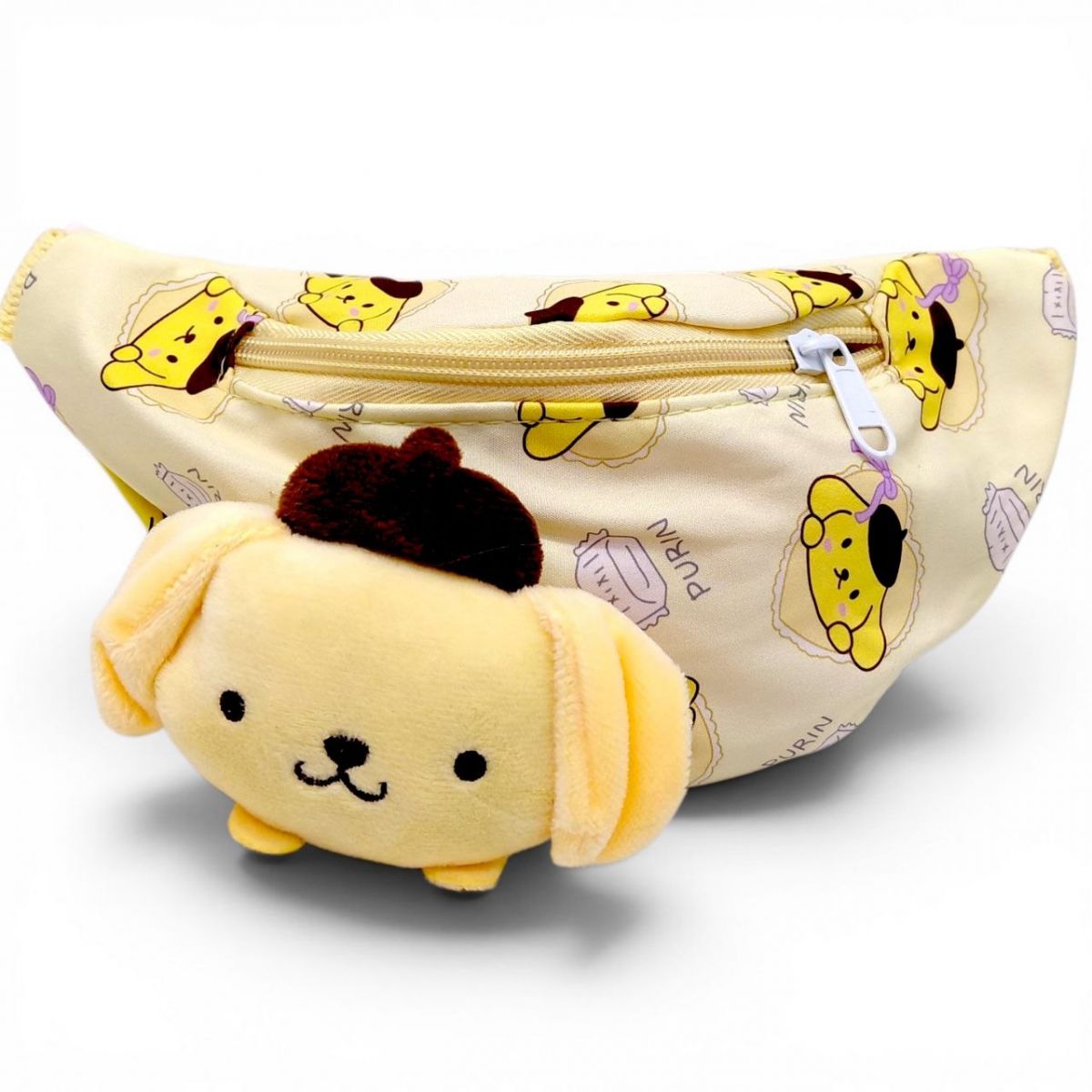 Сумочка-бананка з м`якою іграшкою-піном "Sanrio" Pompompurin ЖОВТА  фото 1
