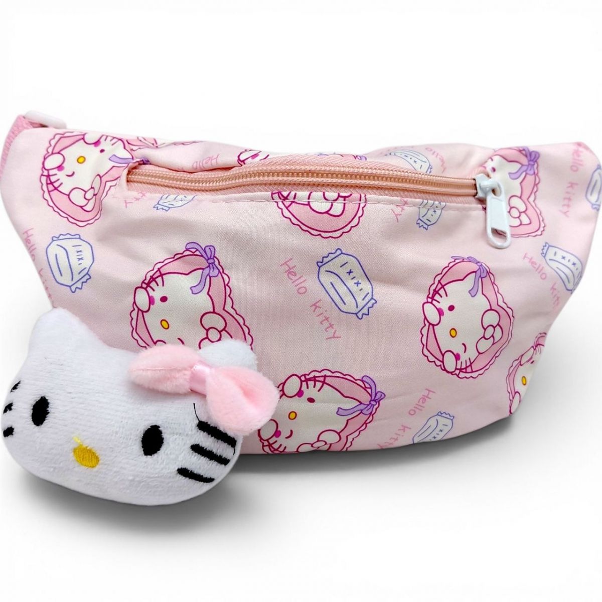 Сумочка-бананка з м`якою іграшкою-піном "Sanrio" HelloKitty РОЖЕВА  фото 1