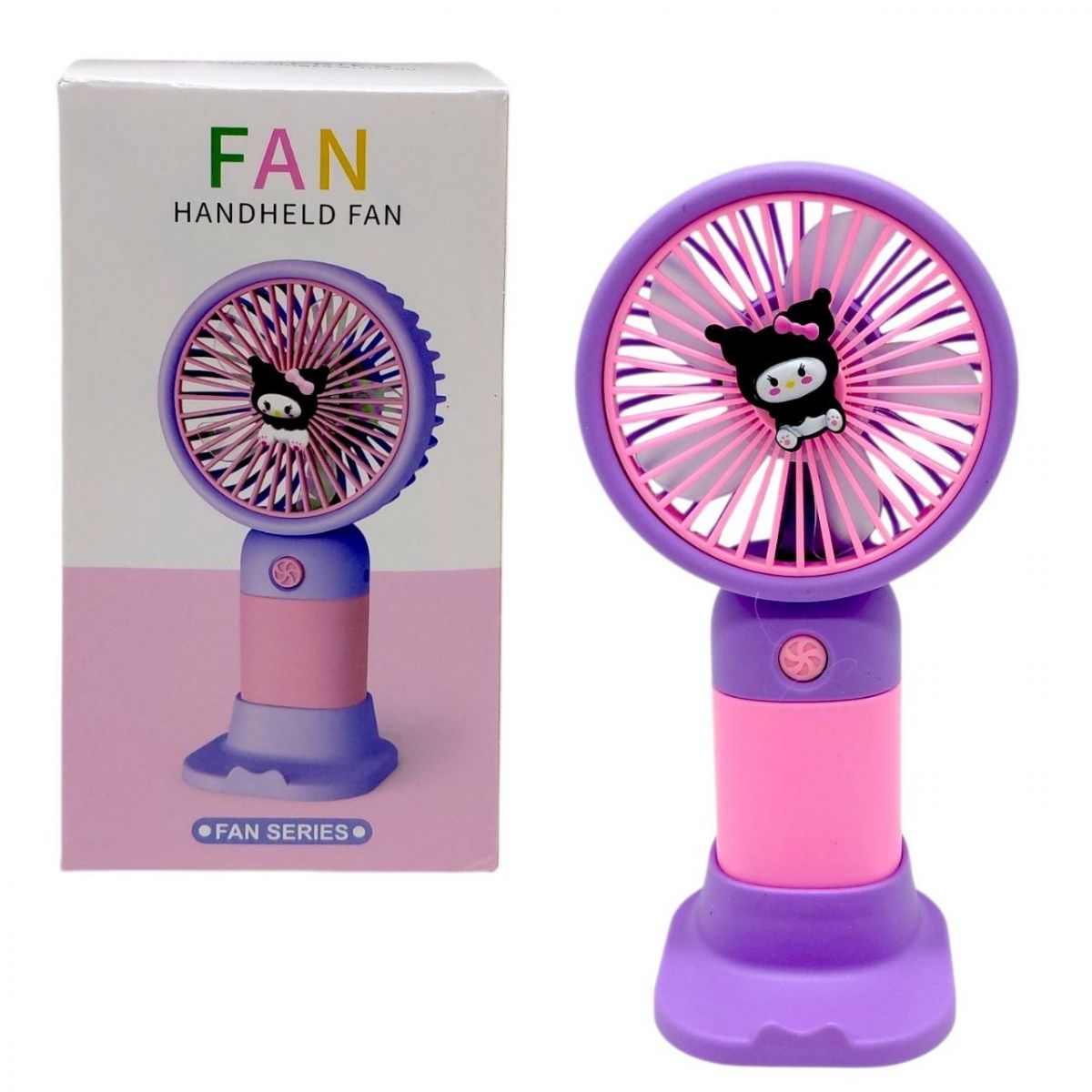 Вентилятор "Sanrio" Kuromi / Куроми, Аниме / Anime аккумулятор: 14. 2V, USB, легкий корпус, низкий шум, подставка, в коробке (Фиолетовый)  фото 1