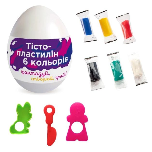 Набір для ліплення в яйці "Тісто для ліплення 6 кольорів"  фото 1