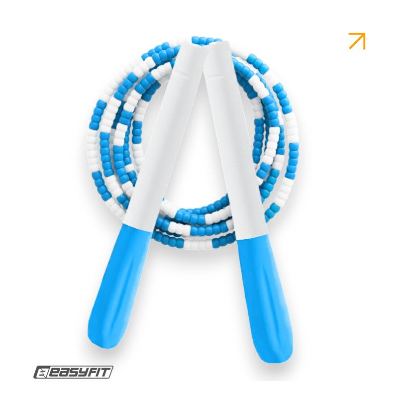 Бісерна скакалка EasyFit FreeRope для трюків 2,7 м (біло-блакитна)  фото 1
