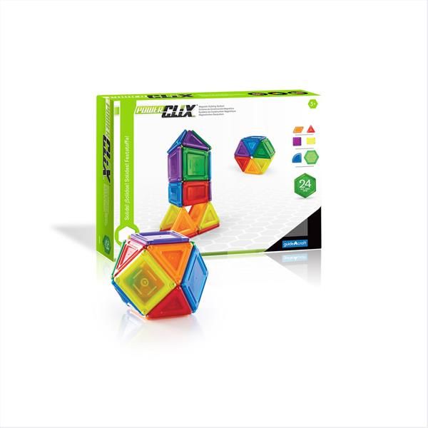 Магнітний конструктор Guidecraft PowerClix Solids, 24 деталі  фото 1