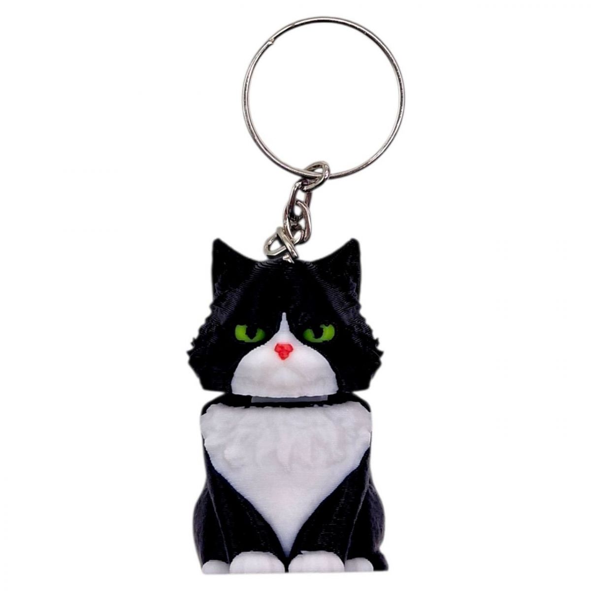 Брелок 3d друк "КОТИК З ПРУЖИНОЮ" (ЧОРНИЙ), KEYCHAIN  фото 1