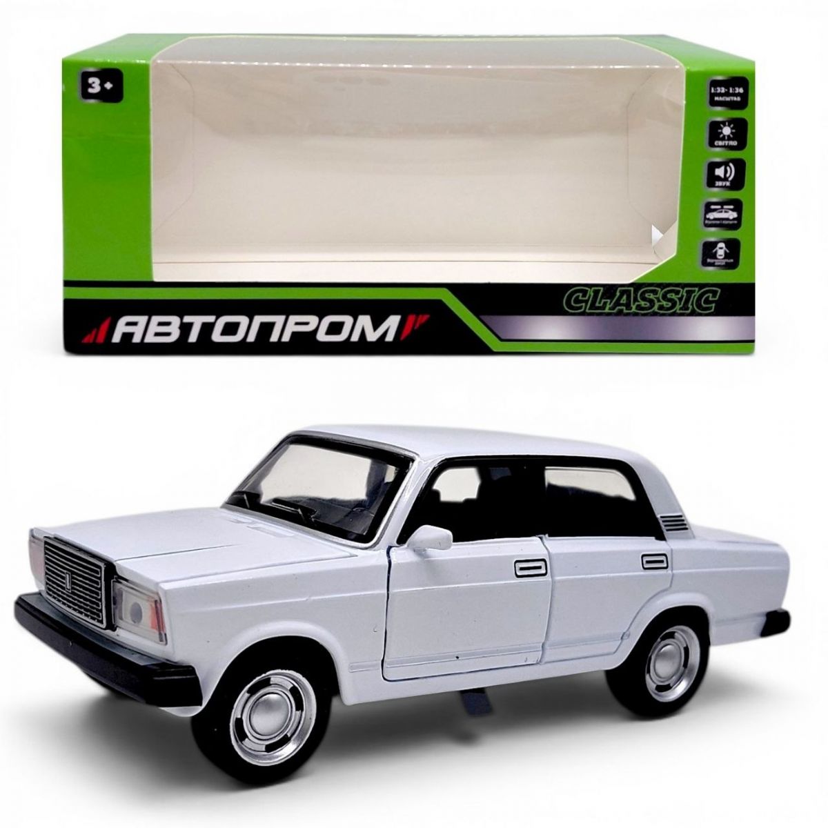 Машина металева "АВТОПРОМ" 1:32-36 Lada 2107 (БІЛА)  фото 1