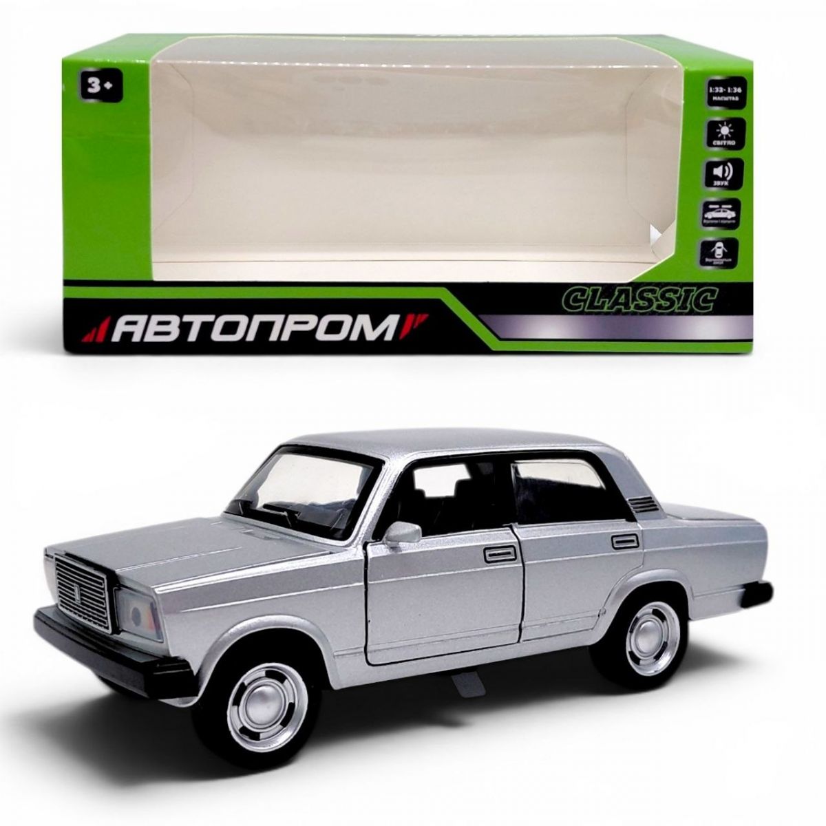 Машина металева "АВТОПРОМ" 1:32-36 Lada 2107 (СІРА)  фото 1
