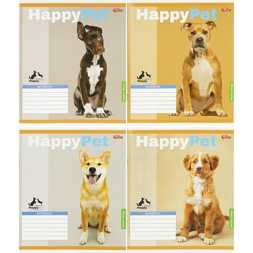 Тетрадь ЦВЕТНАЯ на 18 листов КЛЕТКА "HAPPY PET" (20 ШТ)  фото 1
