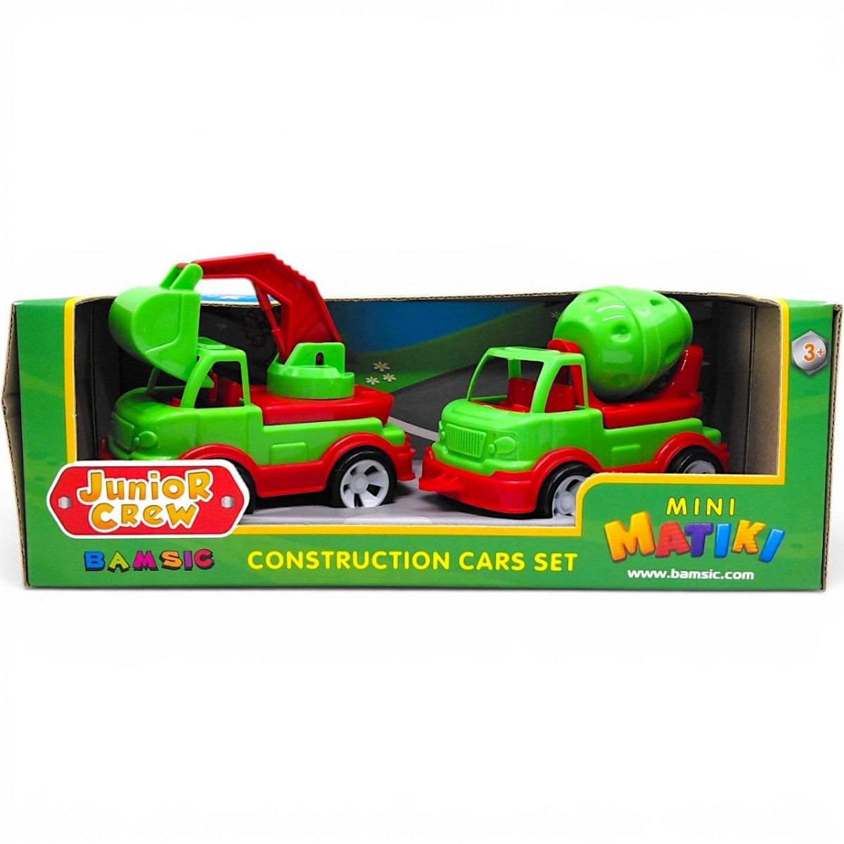 Mini Matiki коробка 2(бетонозмішувач, екскаватор) Набір дитячий, BAMSIC (ЧЕРВОНО-ЗЕЛЕНИЙ)  фото 1