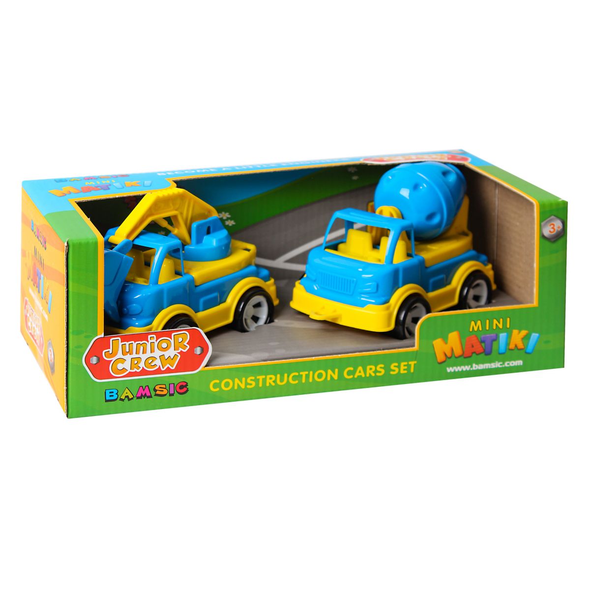 Mini Matiki коробка 2 (бетонозмішувач, екскаватор) Набір дитячий, BAMSIC (ЖОВТО-БЛАКИТНИЙ)  фото 1