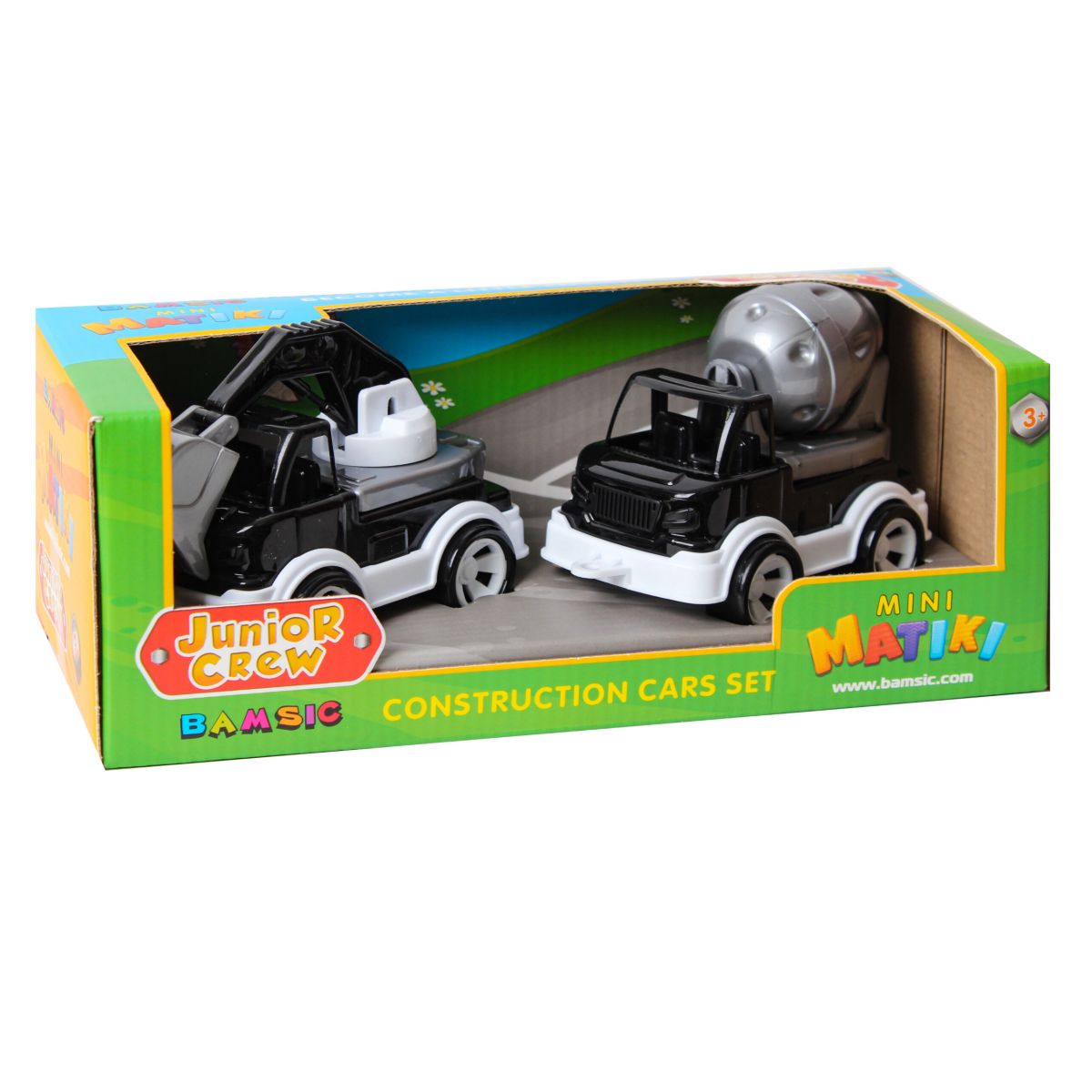 Mini Matiki коробка 2 (бетонозмішувач, екскаватор) Набір дитячий, BAMSIC (ЧОРНО-БІЛИЙ)  фото 1