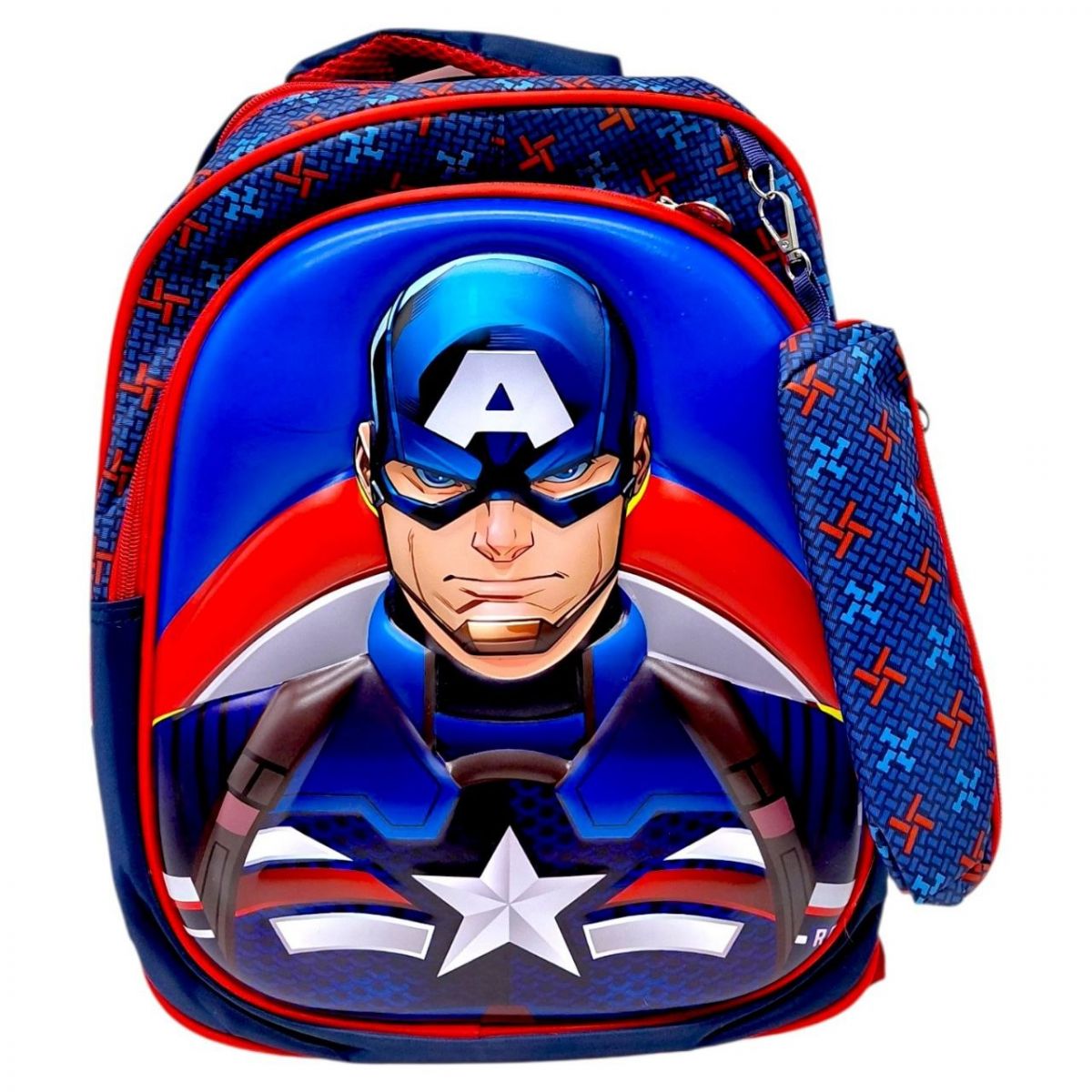 Рюкзак Капітан Америка / Captain America (2 відділення, 2 бокові кишені, твердий корпус із героєм, пенал на підвісці)  фото 1