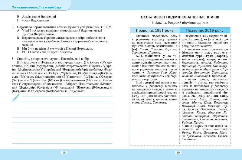 Тренажёр "Изменения в украинском правописании", укр