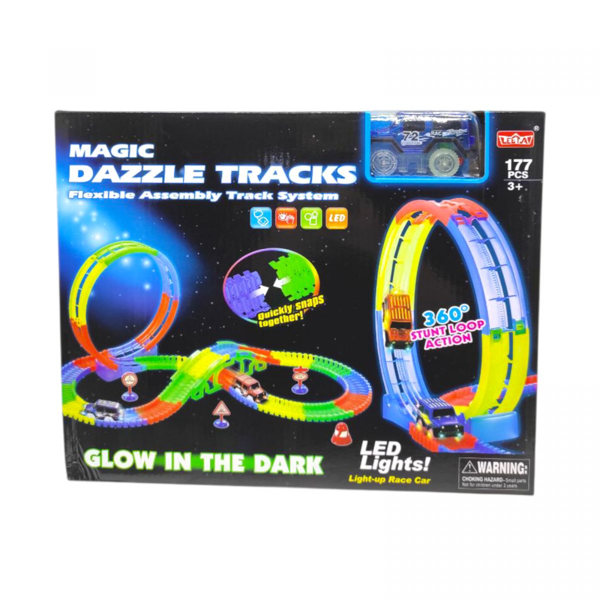 Трек що світиться з машинкою (177 деталей) мікс видів  фото 3