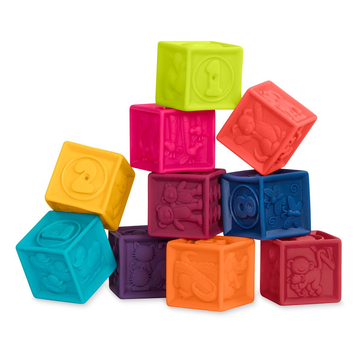 Развивающие силиконовые кубики, 10 кубиков, в сумочке