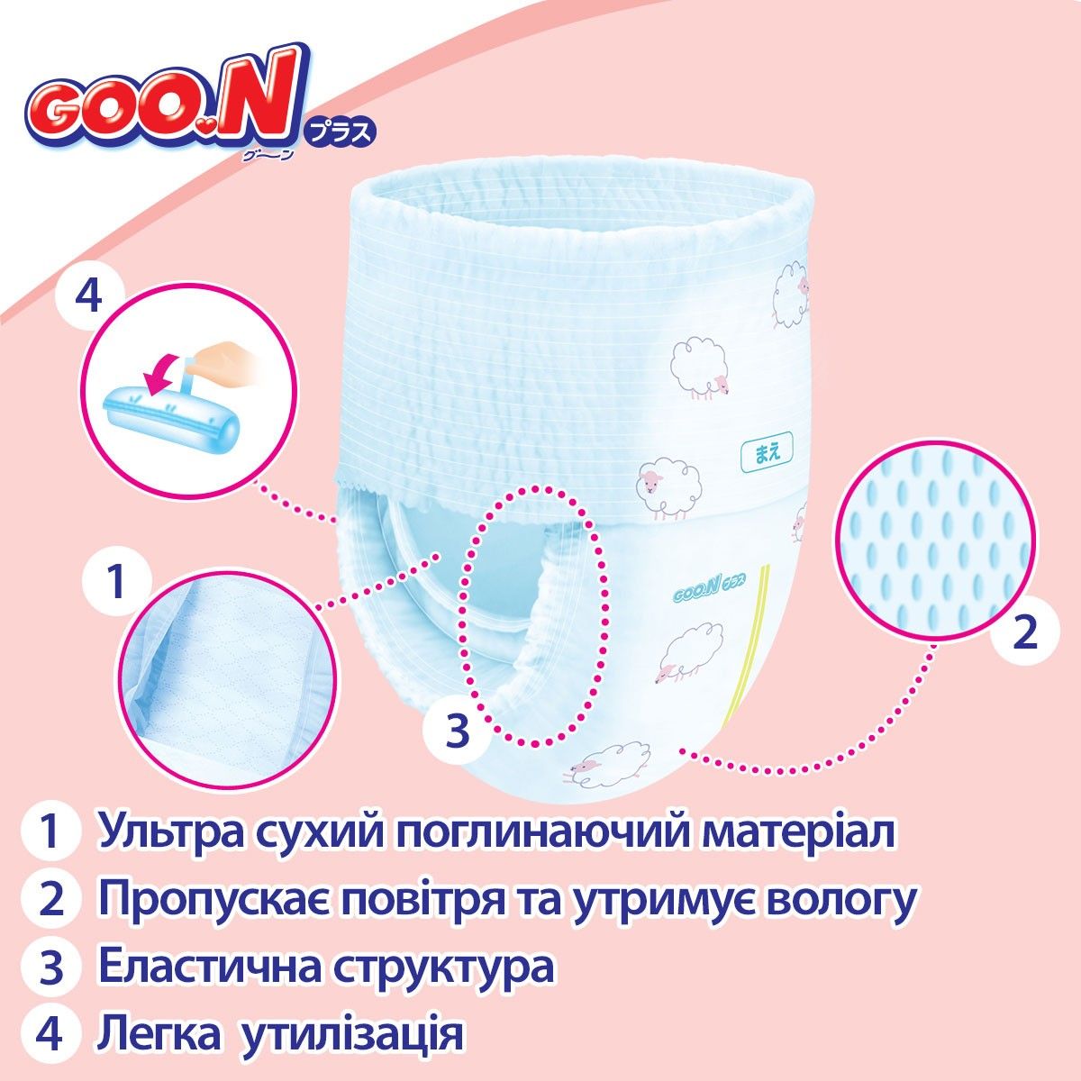 Трусики-підгузки Goo. N Plus для дітей (розмір 5(XL), 12-20 кг, 38шт)