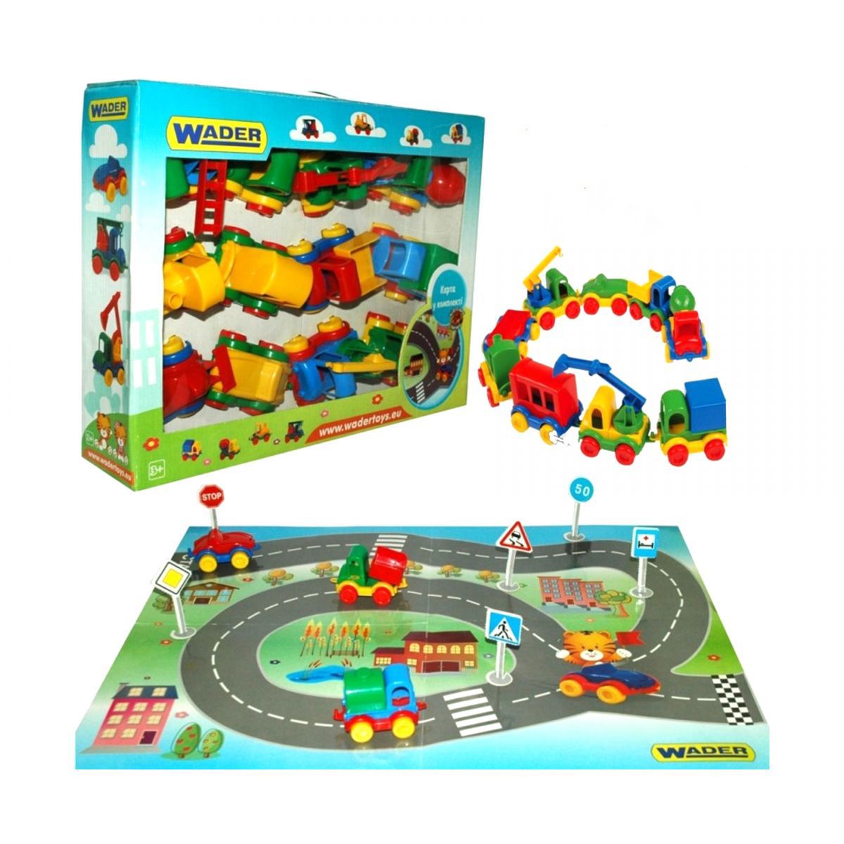 Набір машинок (12 шт) та карта  фото 3