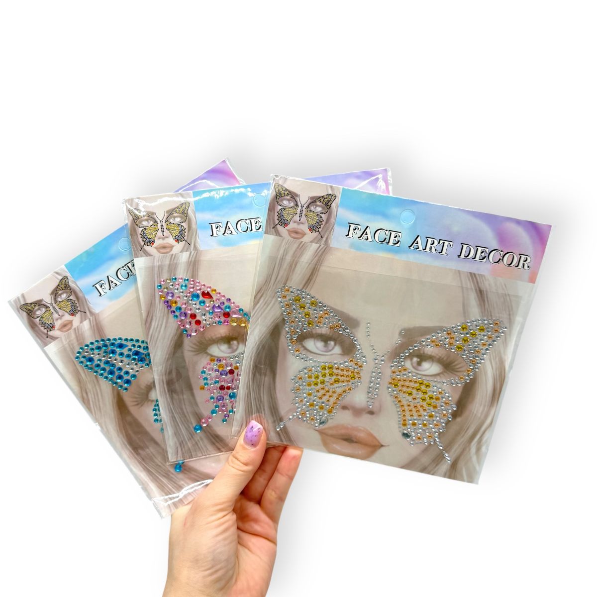 Наліпки-стрази для обличчя (різнобарвні)  фото 3