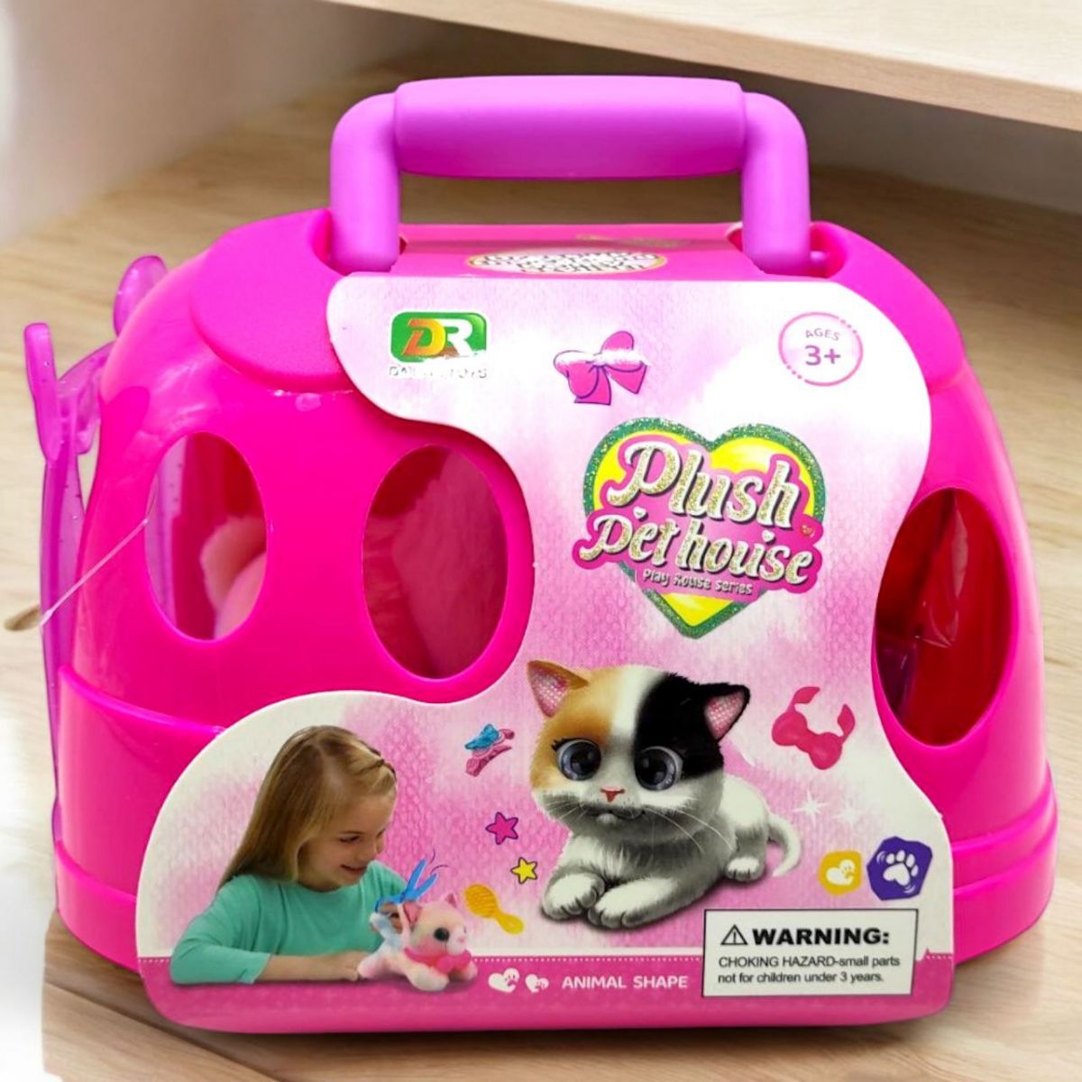 Кошеня з переноскою "Plush Pet House" (малиновий)