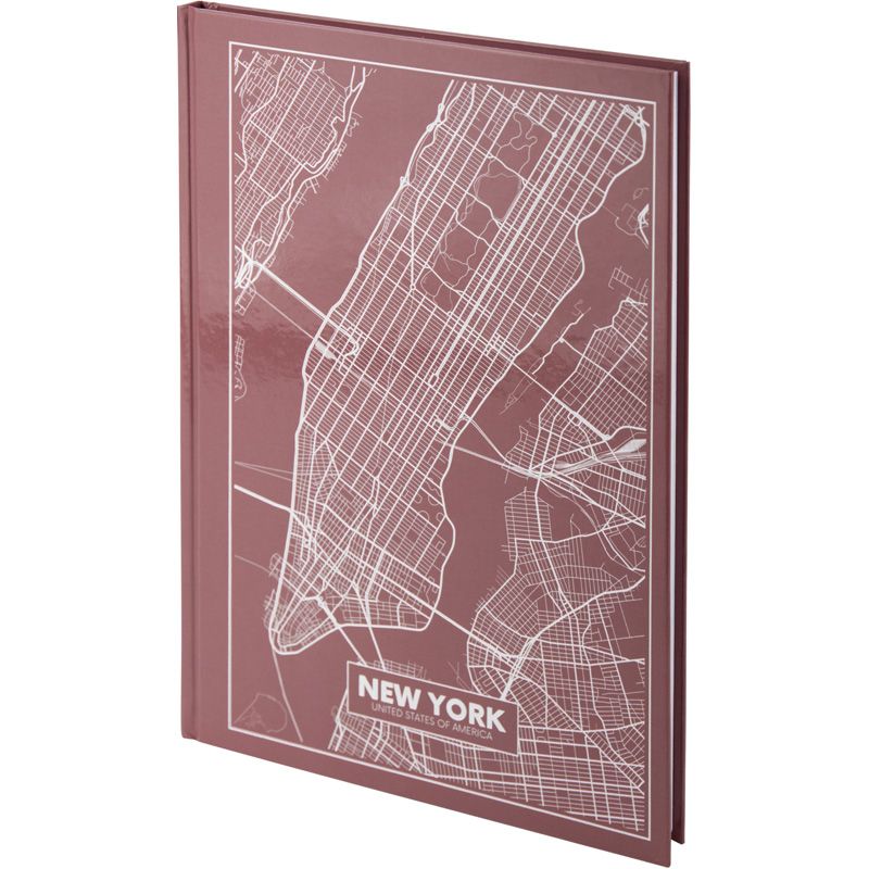 Книга записна А4 Maps New York, 96арк. , кліт. , рожево-корич. Книга записна А4 Maps New York, 96арк. , кліт. , рожево-корич.