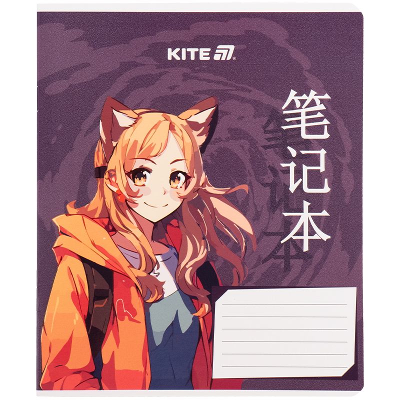 Зошит 18 арк. , кл. , гібр. лак + УФ лак, Kite Anime Зошит 18 арк. , кл. , гібр. лак + УФ лак, Kite Anime