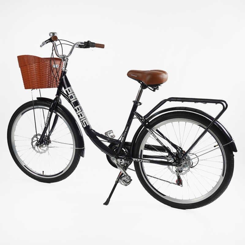 Велосипед міський Corso «Polaris» 26`` PS-36620 + КОШИК БАКЛАЖАНОВИЙ, сталева рама 16. 5``, Shimano 7 швидкостей, корзина, багажник фото 3 Велосипед міський Corso «Polaris» 26`` PS-36620 + КОШИК БАКЛАЖАНОВИЙ, сталева рама 16. 5``, Shimano 7 швидкостей, корзина, багажник фото 3