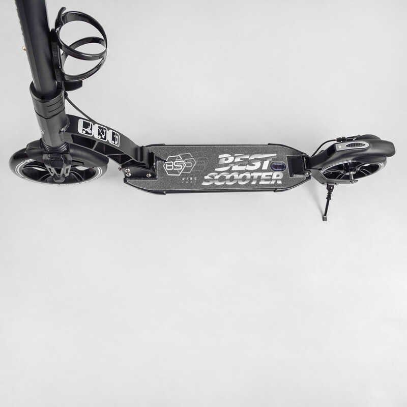 Самокат двоколісний "Best Scooter" (ФАРА, переднє колесо PU 230 мм, заднє колесо 200 мм, 2 амортизатори, дискове гальмо, затискач керма) фото 3 Самокат двоколісний "Best Scooter" (ФАРА, переднє колесо PU 230 мм, заднє колесо 200 мм, 2 амортизатори, дискове гальмо, затискач керма) фото 3