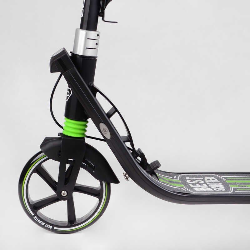 Самокат двоколісний "Best Scooter" (ФАРА, колеса PU 200мм, 2 амортизатори, затискач керма, ручне гальмо, в коробці) фото 3 Самокат двоколісний "Best Scooter" (ФАРА, колеса PU 200мм, 2 амортизатори, затискач керма, ручне гальмо, в коробці) фото 3