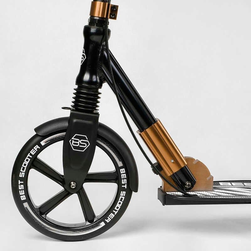 Самокат алюмінієвий "Best Scooter" (колеса PU, ФАРА, затискач керма, d передніх коліс - 230 мм, d задніх коліс 200мм, 1 амортизатор передній) фото 3 Самокат алюмінієвий "Best Scooter" (колеса PU, ФАРА, затискач керма, d передніх коліс - 230 мм, d задніх коліс 200мм, 1 амортизатор передній) фото 3
