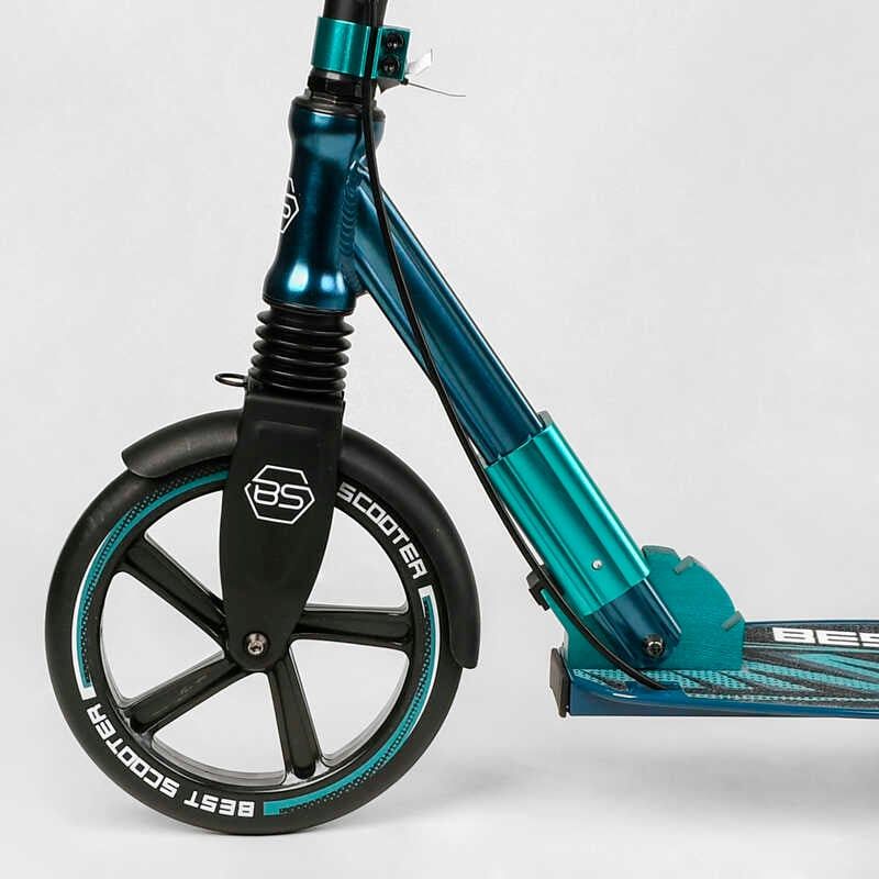Самокат алюмінієвий "Best Scooter" (колеса PU, ФАРА, затискач керма, d передніх коліс - 230мм, d задніх коліс 200мм, 1 амортизатор передній) фото 3 Самокат алюмінієвий "Best Scooter" (колеса PU, ФАРА, затискач керма, d передніх коліс - 230мм, d задніх коліс 200мм, 1 амортизатор передній) фото 3