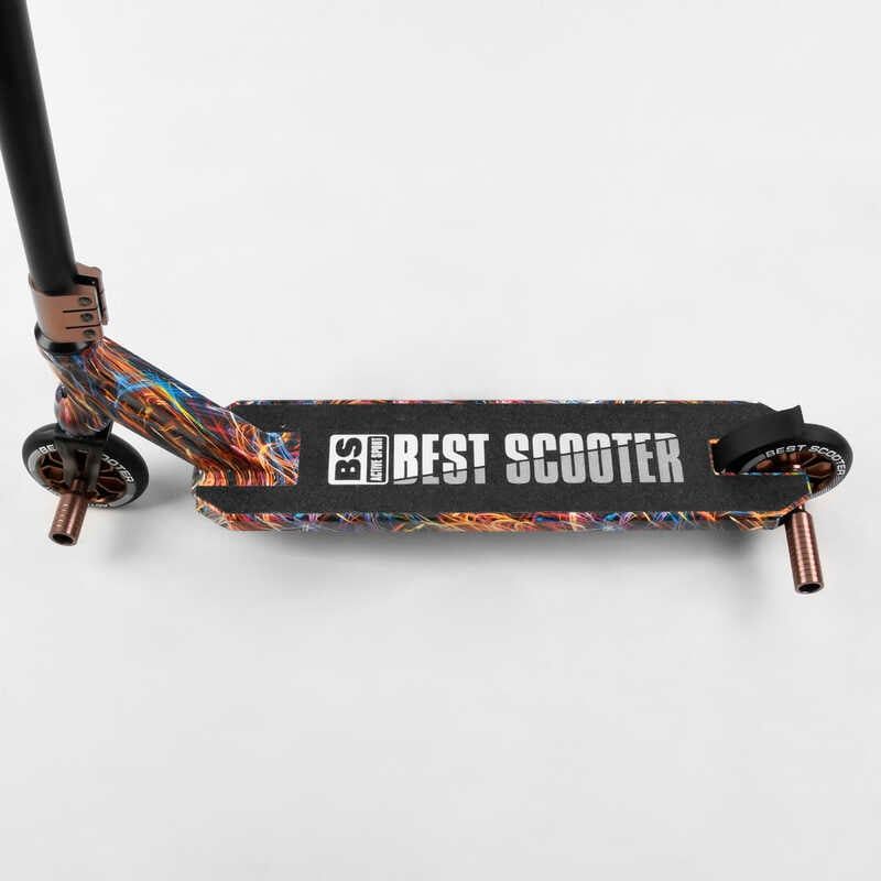 Самокат трюковий "Best Scooter" (HIC-система, ПЕГИ, алюмінієвий диск та дека з ПРИНТОМ, колеса PU, d = 110мм, ширина керма - 60 см) фото 3 Самокат трюковий "Best Scooter" (HIC-система, ПЕГИ, алюмінієвий диск та дека з ПРИНТОМ, колеса PU, d = 110мм, ширина керма - 60 см) фото 3