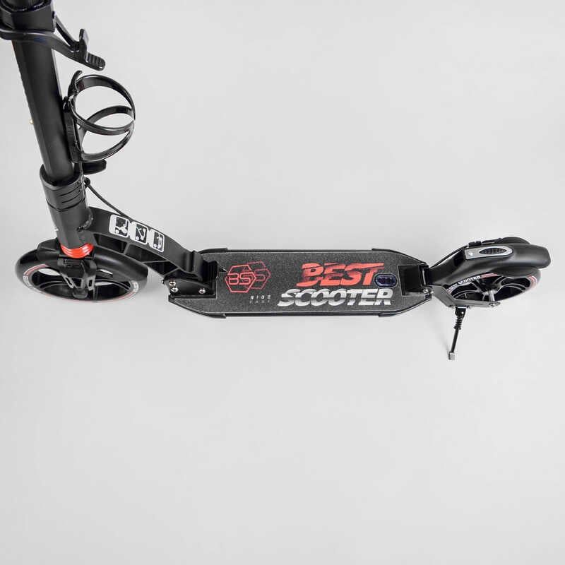 Самокат двоколісний "Best Scooter" (фара, переднє колесо PU 230 мм, заднє колесо 200 мм, 2 амортизатори, дискове гальмо, затискач керма) фото 3 Самокат двоколісний "Best Scooter" (фара, переднє колесо PU 230 мм, заднє колесо 200 мм, 2 амортизатори, дискове гальмо, затискач керма) фото 3