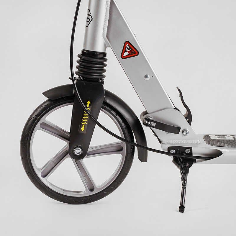 Самокат алюмінієвий "Best Scooter Factor" (ручне дискове гальмо, діаметр PU коліс - 200мм, 2 амортизатори, підсклянник) фото 3 Самокат алюмінієвий "Best Scooter Factor" (ручне дискове гальмо, діаметр PU коліс - 200мм, 2 амортизатори, підсклянник) фото 3