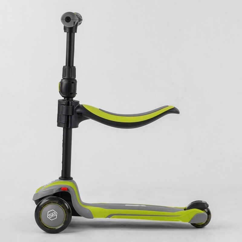Самокат триколісний "Best Scooter (з сидінням, алюмінієве кермо, 3 колеса PU зі світлом, d = 12 см)  фото 3