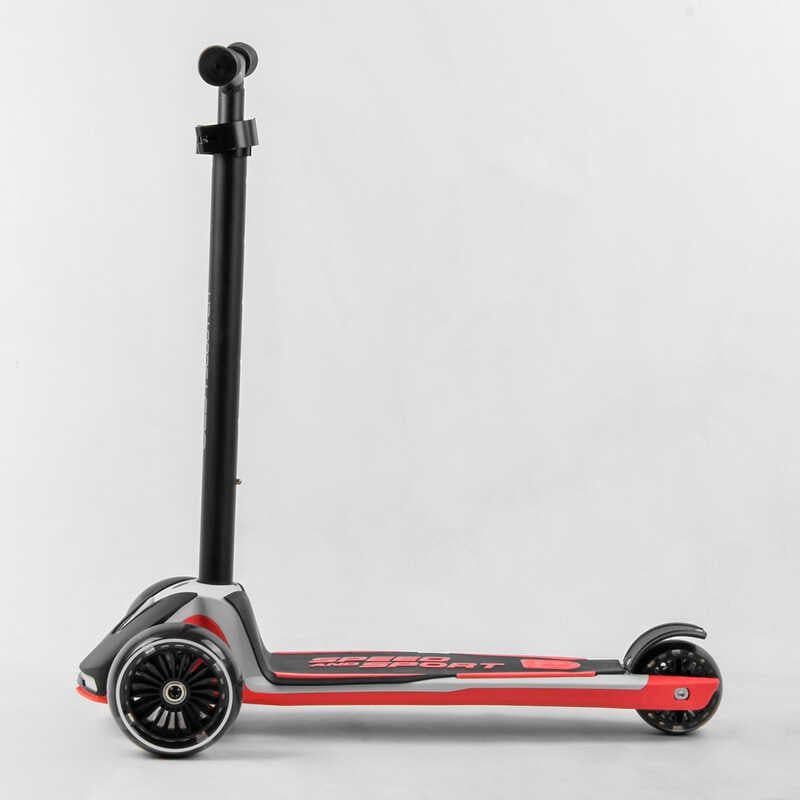 Самокат триколісний Best Scooter знімне алюмінієве кермо, передні колеса PU 120х45мм.  задні 80х50мм, зі світлом, в коробці  фото 3