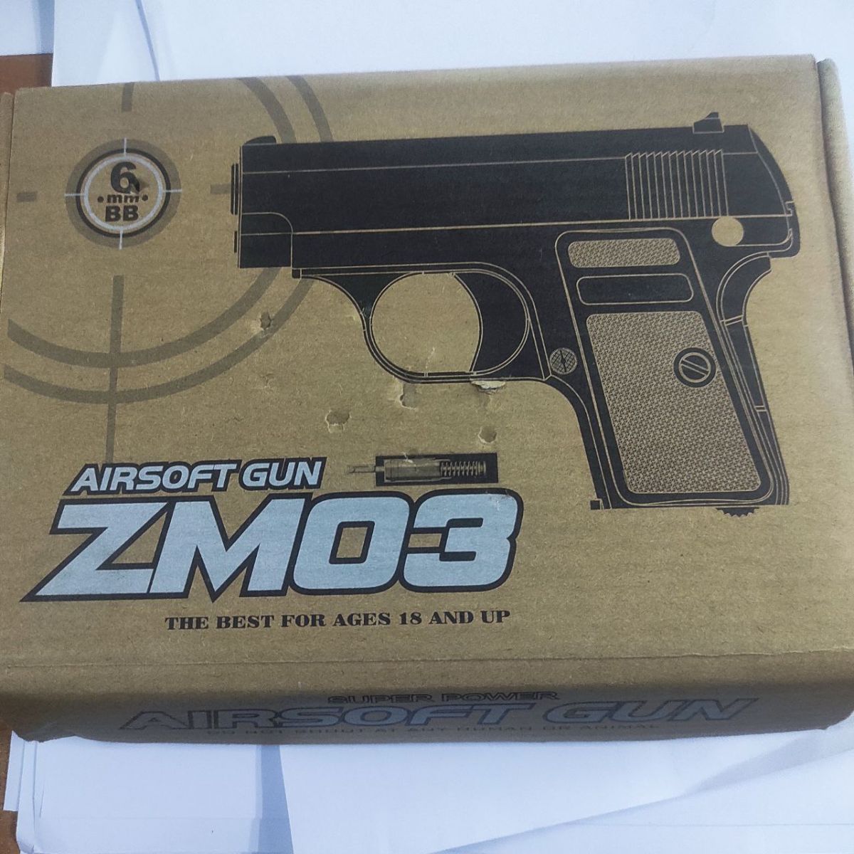 Уценка.  Пистолет металлический 14 см ZM03 Повреждена упаковка, разваливается  фото 3