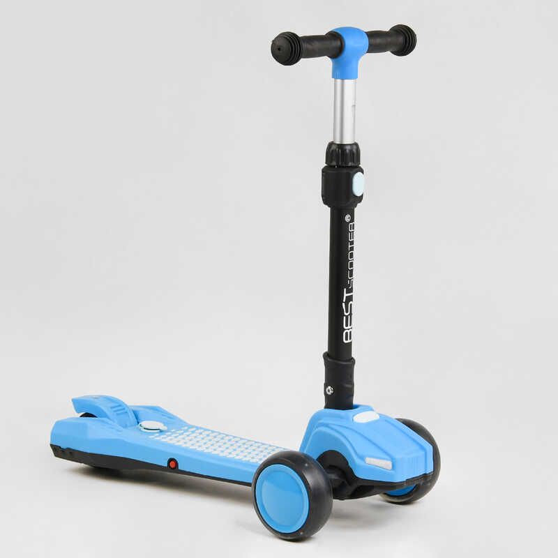 Самокат триколісний "Best Scooter" з парогенератором (6) складне кермо, ЗВУК МАШИНИ, ДИМ, СВІТЛО, пластмасовий, колеса PU 120х35мм, в коробці  фото 3
